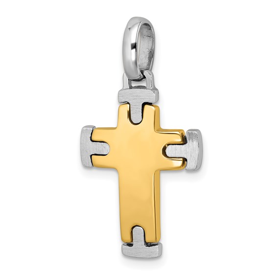Herco 14K Two-tone Polished with Satin Ends Latin Cross Pendant
