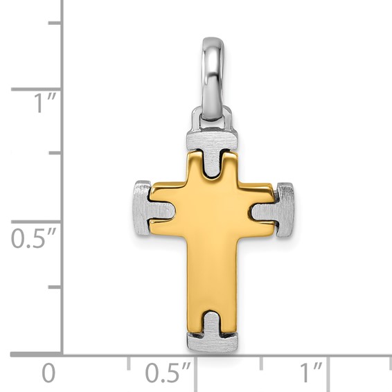 Herco 14K Two-tone Polished with Satin Ends Latin Cross Pendant