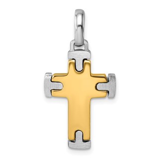 Herco 14K Two-tone Polished with Satin Ends Latin Cross Pendant