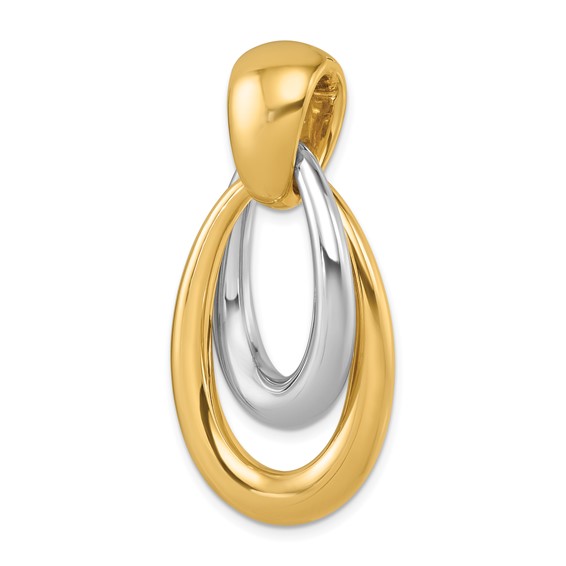 Herco 14K with White Rhodium Polished Fancy Double Teardrop Pendant