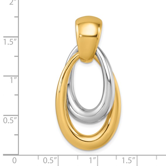 Herco 14K with White Rhodium Polished Fancy Double Teardrop Pendant