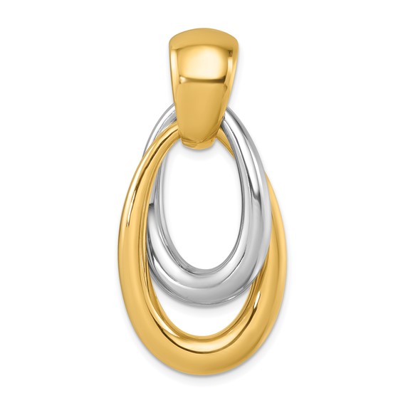 Herco 14K with White Rhodium Polished Fancy Double Teardrop Pendant