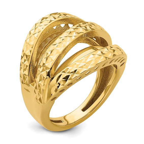 Herco 14K Polished and Diamond-cut Fancy Ring