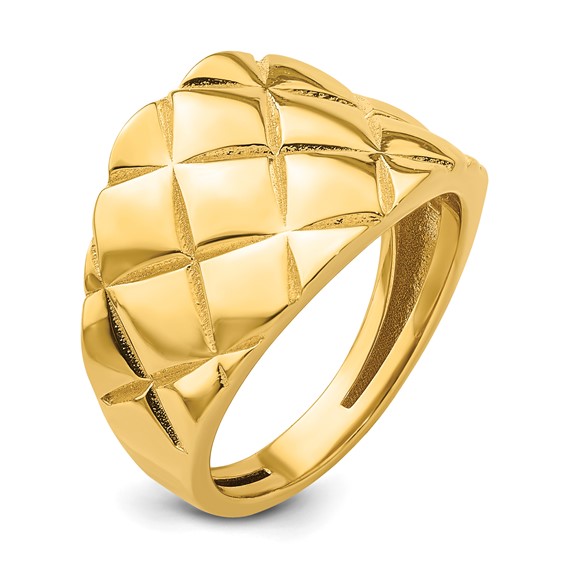 Herco 14K Polished and Textured Criss Cross Graduated Ring