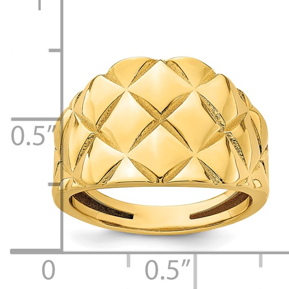 Herco 14K Polished and Textured Criss Cross Graduated Ring