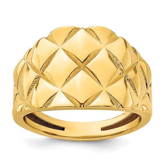 Herco 14K Polished and Textured Criss Cross Graduated Ring