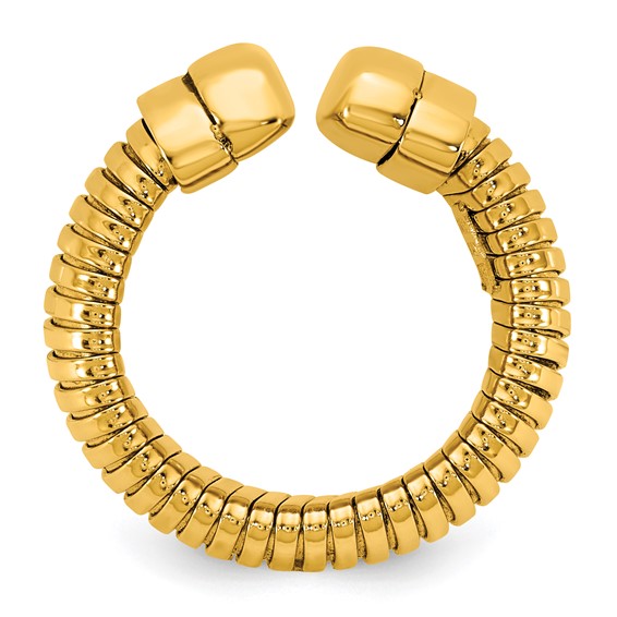 Herco 14K Polished and Grooved 8.5mm Flexible Cuff Ring