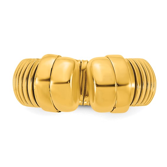 Herco 14K Polished and Grooved 8.5mm Flexible Cuff Ring