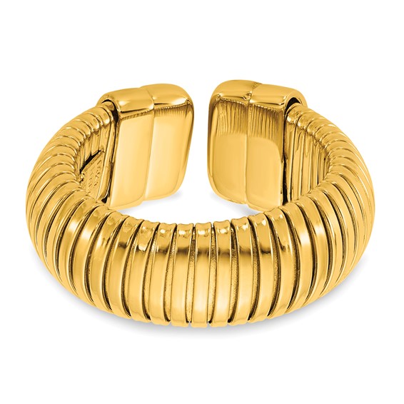 Herco 14K Polished and Grooved 8.5mm Flexible Cuff Ring