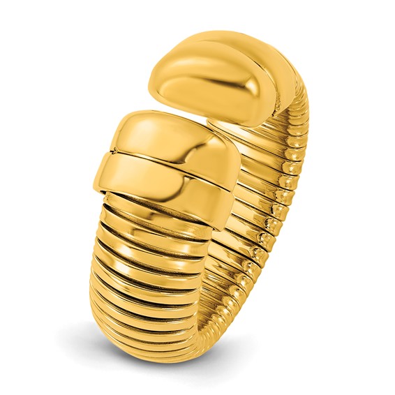 Herco 14K Polished and Grooved 8.5mm Flexible Cuff Ring