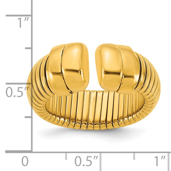 Herco 14K Polished and Grooved 8.5mm Flexible Cuff Ring