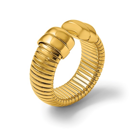 Herco 14K Polished and Grooved 8.5mm Flexible Cuff Ring