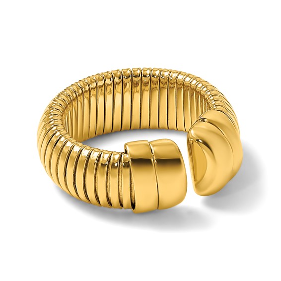Herco 14K Polished and Grooved 8.5mm Flexible Cuff Ring