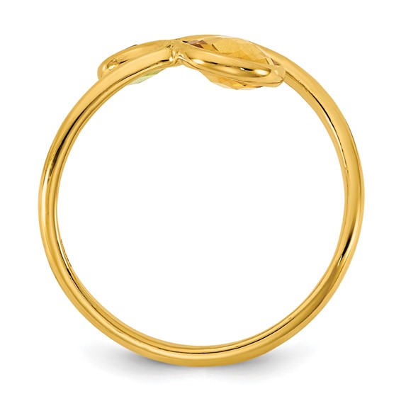Herco 14K Polished Peridot and Citrine Circles Bypass Ring