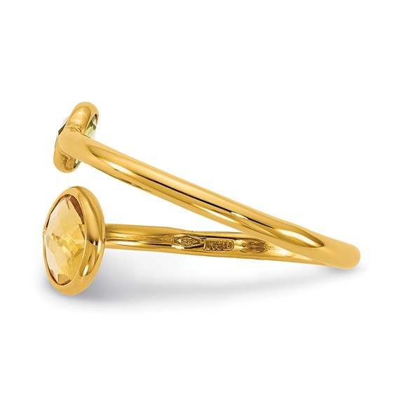 Herco 14K Polished Peridot and Citrine Circles Bypass Ring