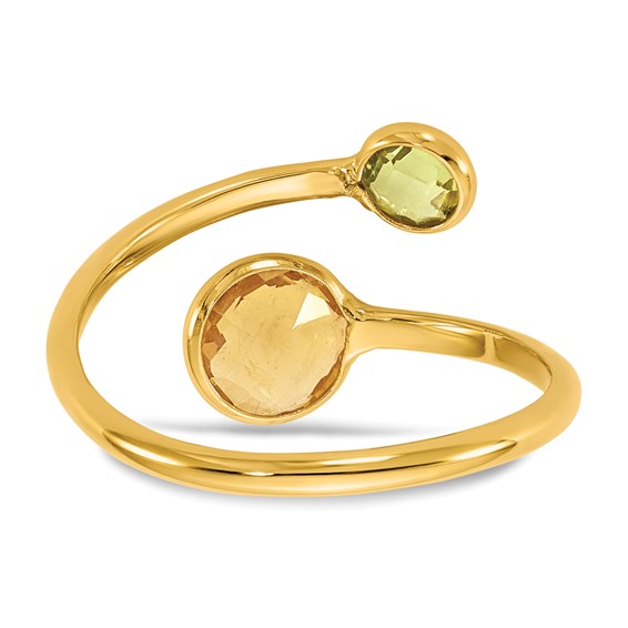 Herco 14K Polished Peridot and Citrine Circles Bypass Ring