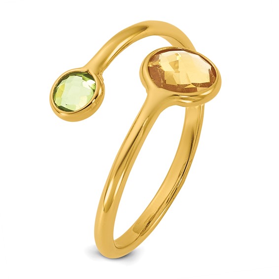 Herco 14K Polished Peridot and Citrine Circles Bypass Ring