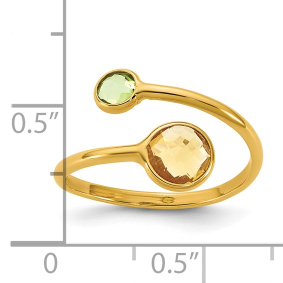 Herco 14K Polished Peridot and Citrine Circles Bypass Ring