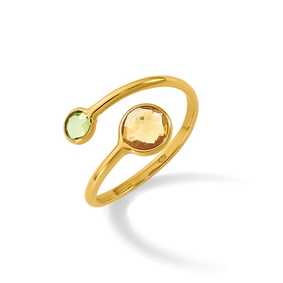 Herco 14K Polished Peridot and Citrine Circles Bypass Ring