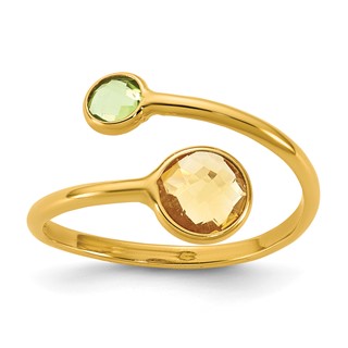 Herco 14K Polished Peridot and Citrine Circles Bypass Ring