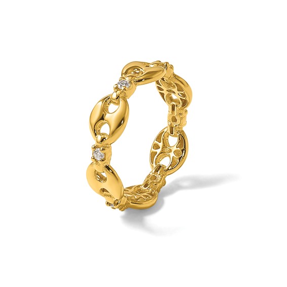 Herco 14K Polished Diamond Mariner Link Size 7 Ring