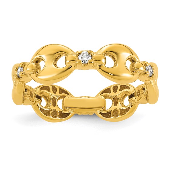 Herco 14K Polished Diamond Mariner Link Size 7 Ring