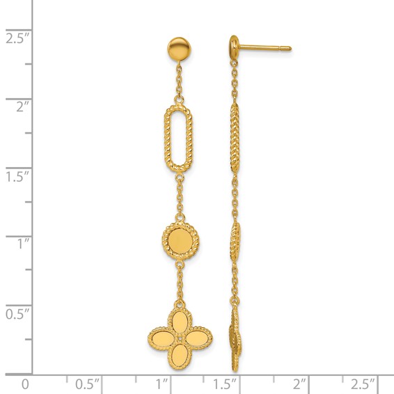 Herco 14K Polished and Twisted Fancy Flower Post Dangle Earrings