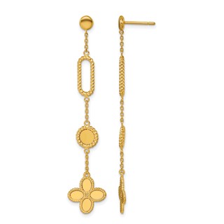 Herco 14K Polished and Twisted Fancy Flower Post Dangle Earrings