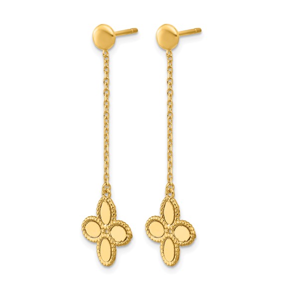 Herco 14K Polished and Twisted Flower Post Dangle Earrings