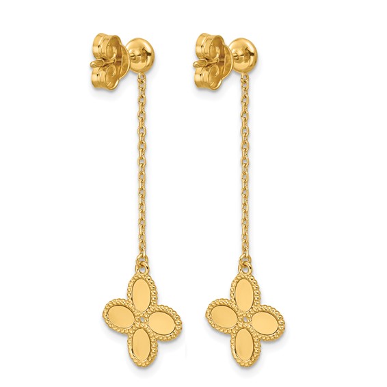 Herco 14K Polished and Twisted Flower Post Dangle Earrings