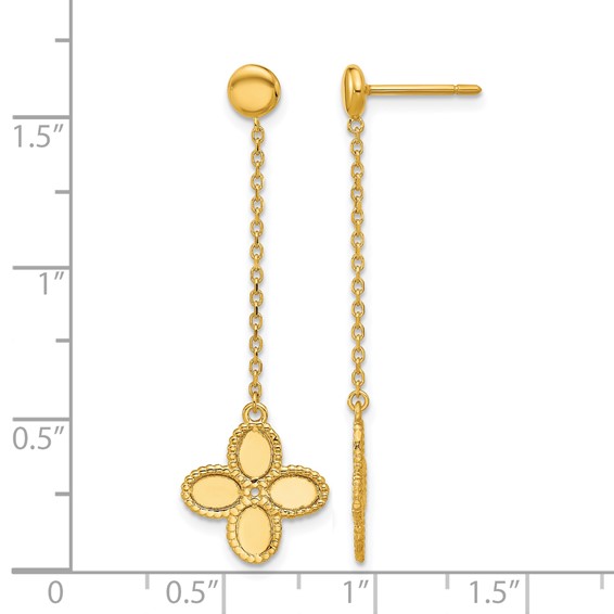 Herco 14K Polished and Twisted Flower Post Dangle Earrings