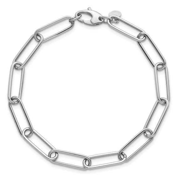 Herco 14K White Gold Polished 6mm Paperclip Link 7.5 inch Bracelet
