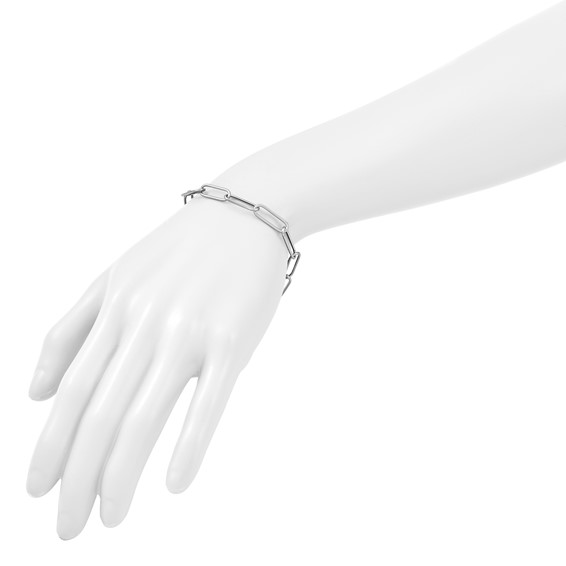 Herco 14K White Gold Polished 6mm Paperclip Link 7.5 inch Bracelet