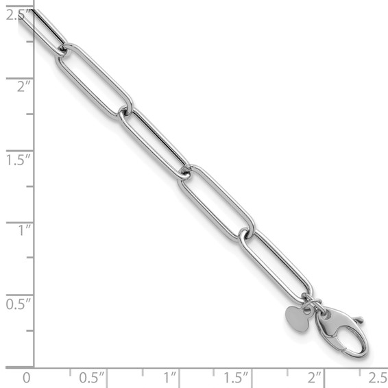 Herco 14K White Gold Polished 6mm Paperclip Link 7.5 inch Bracelet
