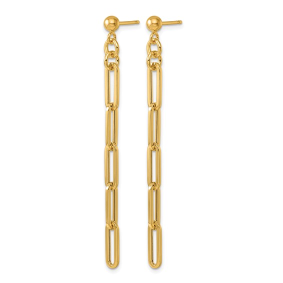 Herco 14K Polished Paperclip Link Post Dangle Earrings