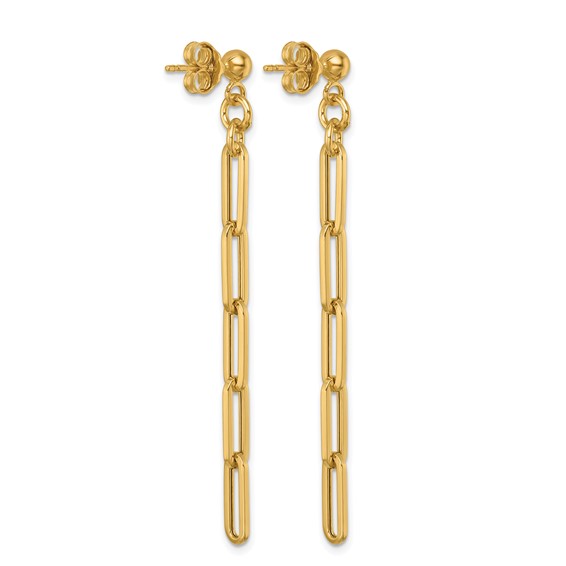 Herco 14K Polished Paperclip Link Post Dangle Earrings