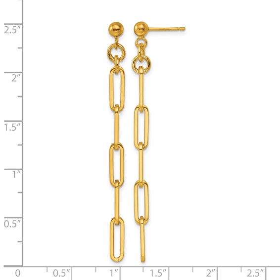 Herco 14K Polished Paperclip Link Post Dangle Earrings