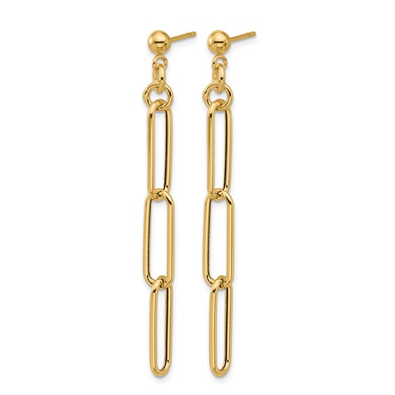 Herco 14K Polished Paperclip Link Post Dangle Earrings