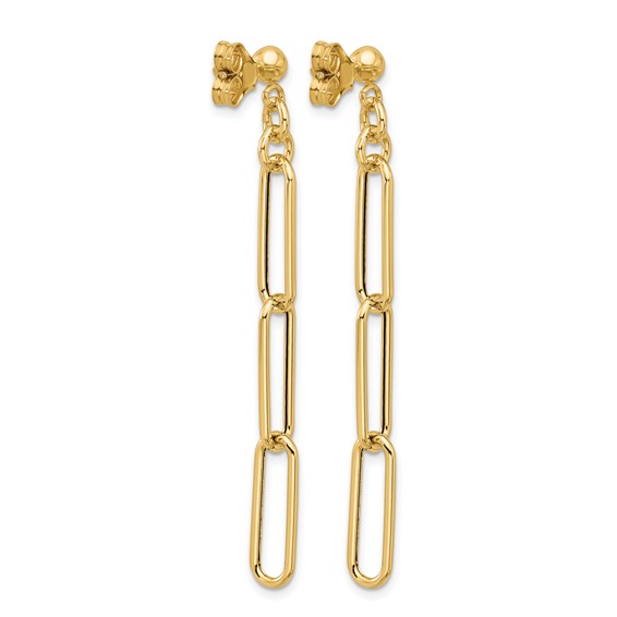 Herco 14K Polished Paperclip Link Post Dangle Earrings