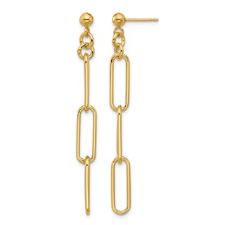 Herco 14K Polished Paperclip Link Post Dangle Earrings