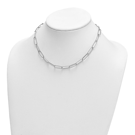 Herco 14K White Gold Polished 5.9mm Paperclip Link 16 Inch Necklace