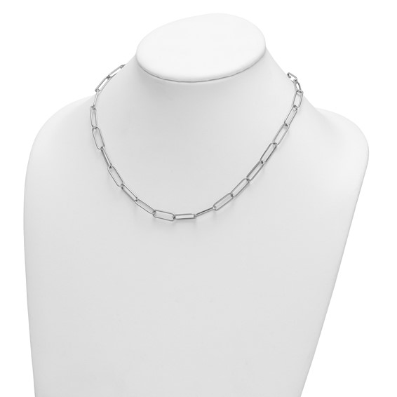 Herco 14K White Gold Polished 5.9mm Paperclip Link 18 Inch Necklace