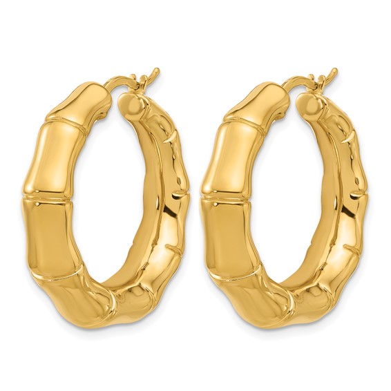 Herco 14K Polished Graduated Bamboo Round Hoop Earrings