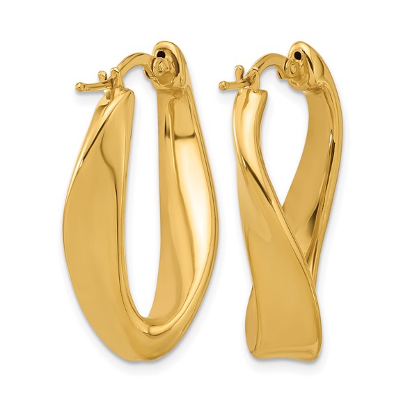 Herco 14K Polished and Twisted Oval Hoop Earrings