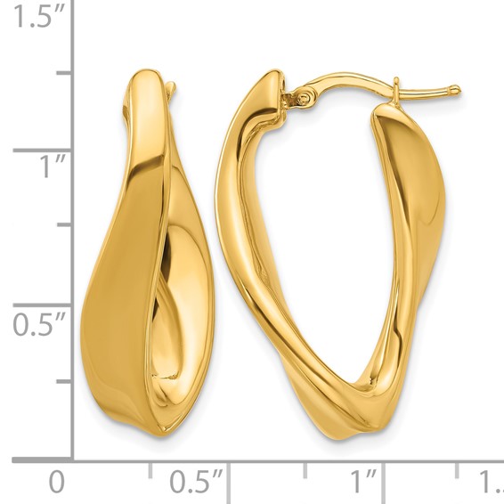 Herco 14K Polished and Twisted Oval Hoop Earrings