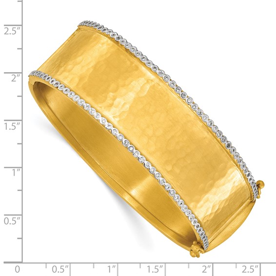 Herco 14K Hammered Diamond Solid Hinged Bangle