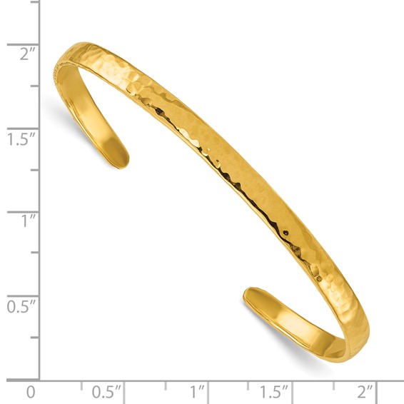 Herco 14K Hammered 4.5mm Solid Cuff Bangle
