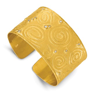 Herco 14K Textured Diamond Solid Circle Pattern Cuff Bangle