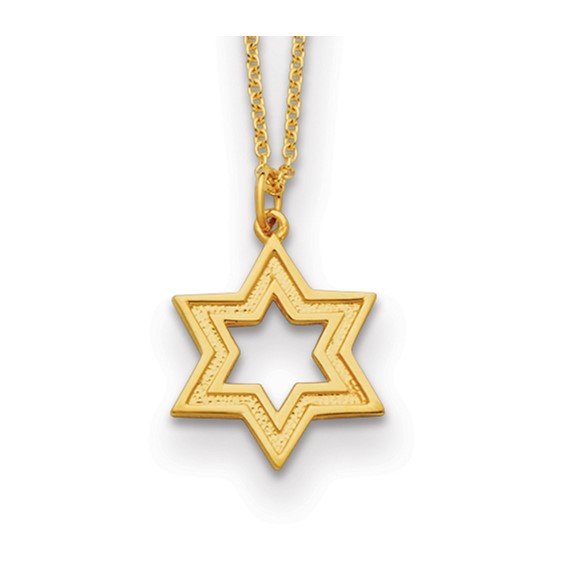 Herco 14K Textured Star of David 16 inch w/2in ext. Necklace