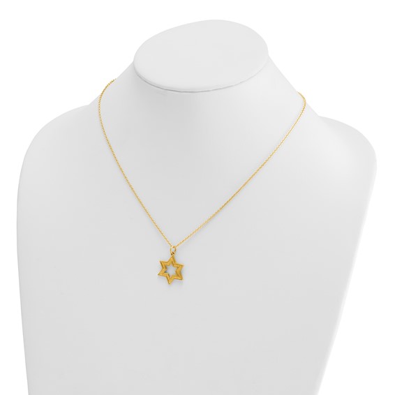 Herco 14K Textured Star of David 16 inch w/2in ext. Necklace